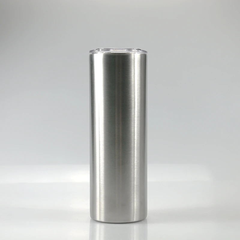 

US Local Warehouse 20 oz Double Wall Silver Straight Stainless Steel Vacuum Insulated Tumbler 20 oz Skinny Straight Tumblers, Original