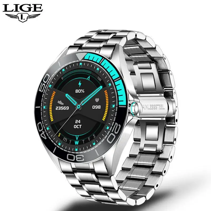 

LIGE smt17 cross-border hot sale Men's multifunctional smart watch luxury business sports Smart Men's Watch heart rate monitorin, 4 colors