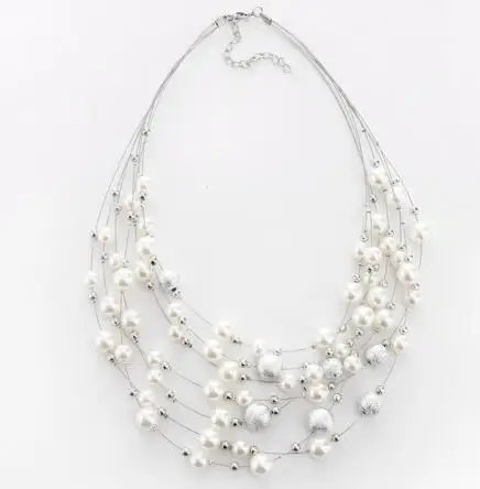 

2019 New Arrivals Fashion Jewelry Multi Layer Chains Necklaces For Women Party Wedding Bride Necklace, Silver