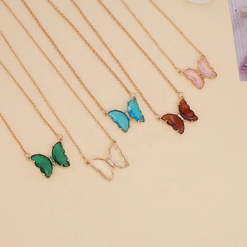 

Wholesale Accessories Crystal Butterfly Copper Chain Charms Pendant Necklace for Women Jewelry Making