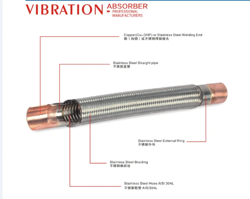 9" Length Packless VAF-4 Vibration Absorber 1/2" Connection 43 Bar 