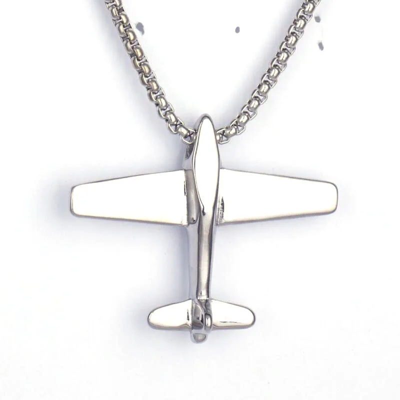 

Cool Fashion Silver Color Box Chain Plane Aircraft Nicklace Plated Necklace
