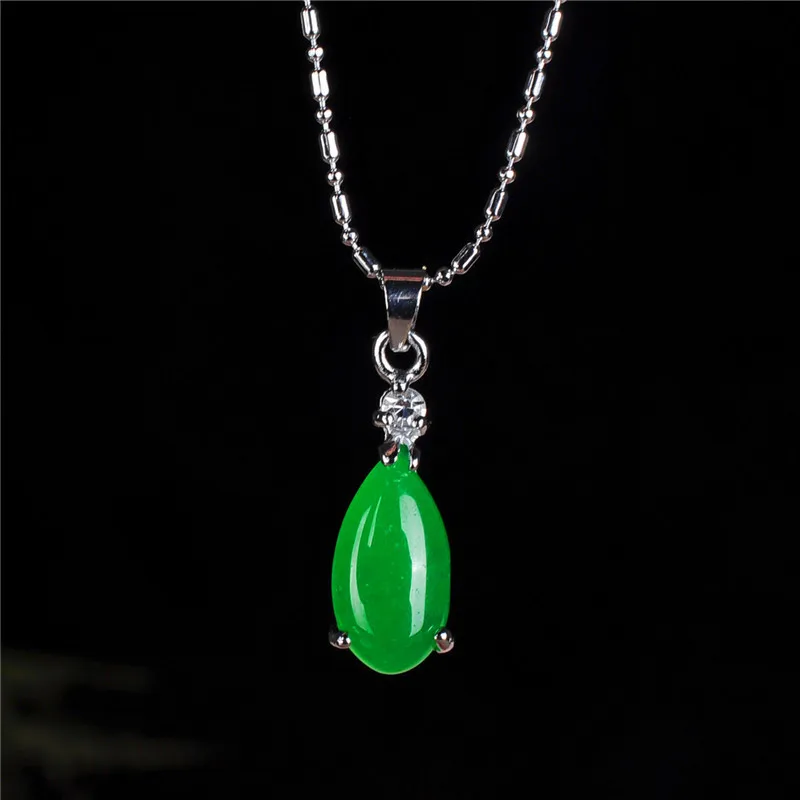 

Jade Water droplet Pendant Women Gifts 925 Silver Hetian Chalcedony Jewelry Chinese Charm Natural Amulet Fashion Necklace