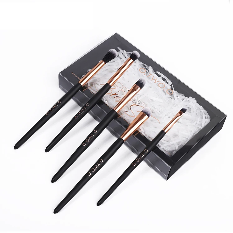 

Private Label Professional Hand Made 5pcs Nylon Aluminum Tube Handle Makeup Brush Set, Black