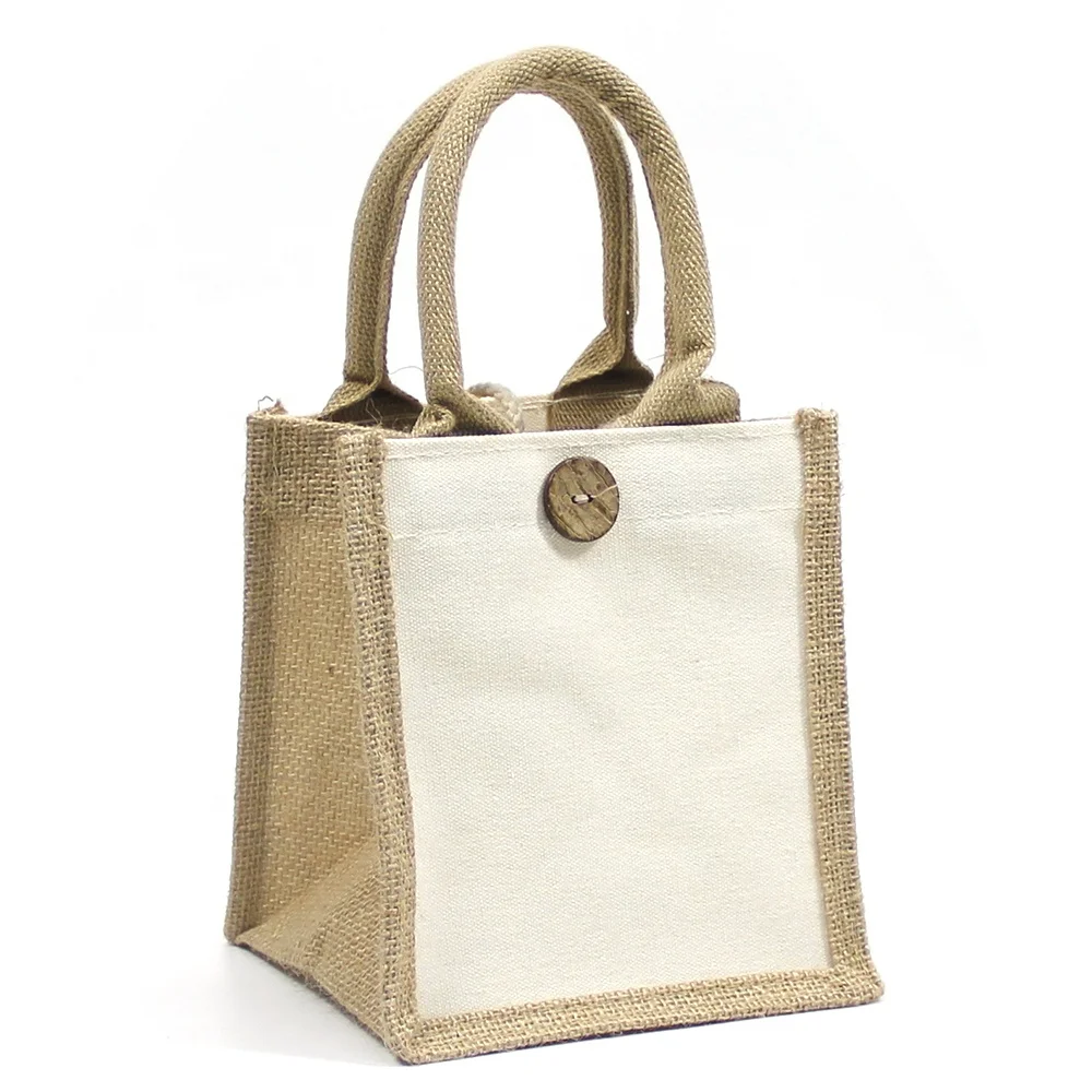 

Wholesale Natural Color Hemp Jute Bags Canvas Tote Shopping Bag Fashionable Burlap jute cotton bags with Handles