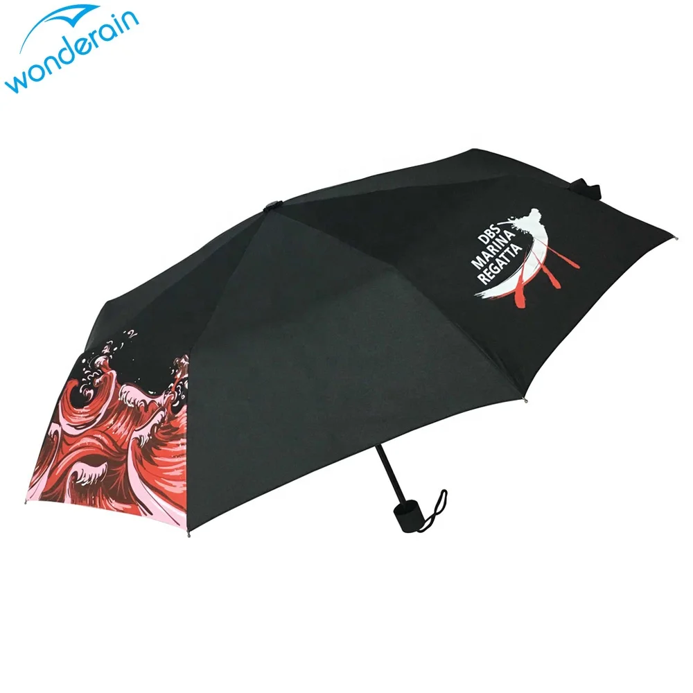 

21inch standard size black three fold personalized print advertising umbrella