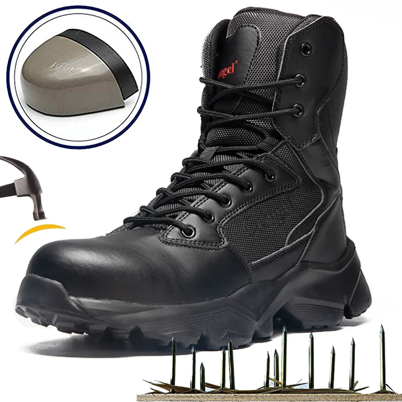 

High Quality Genuine Leather Steel Toe safety boots Combat Safety shoes work boots