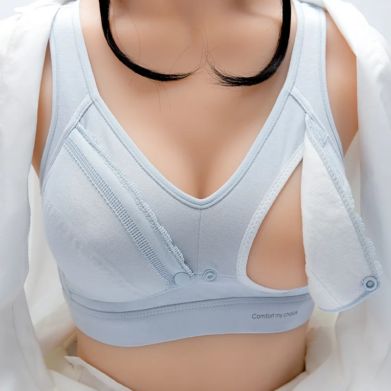 

Supplier front buckle 100% cotton lining thin nursing breastfeeding bra 4XL sleeping breastfeeding vest tube top maternity bra, As picture show