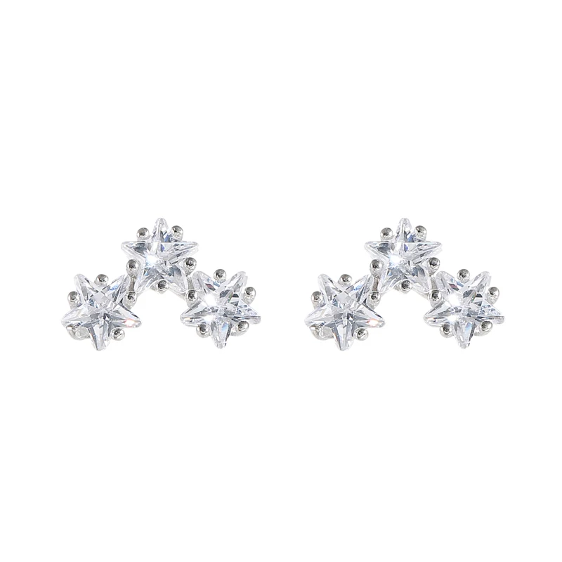 Factory Wholesale  Star Zircon Stud Earrings for Modern Women 2025 Fashion Girl Gift 925 Sterling Silver Jewelry Allergy