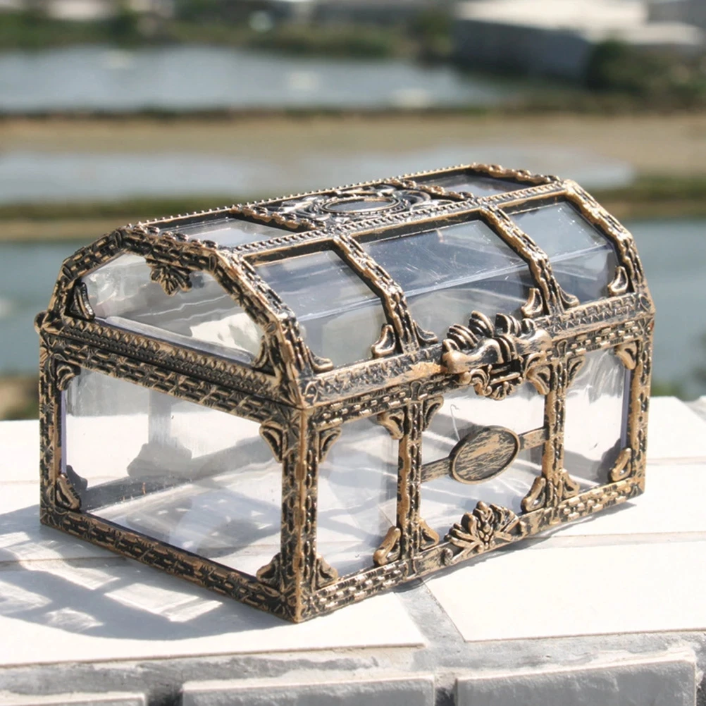 

Plastic Transparent Pirate Treasure Crystal Gem Jewelry Box Storage Organizer Chest Box Treasure For Jewelry Gem Trinket Box, Colors