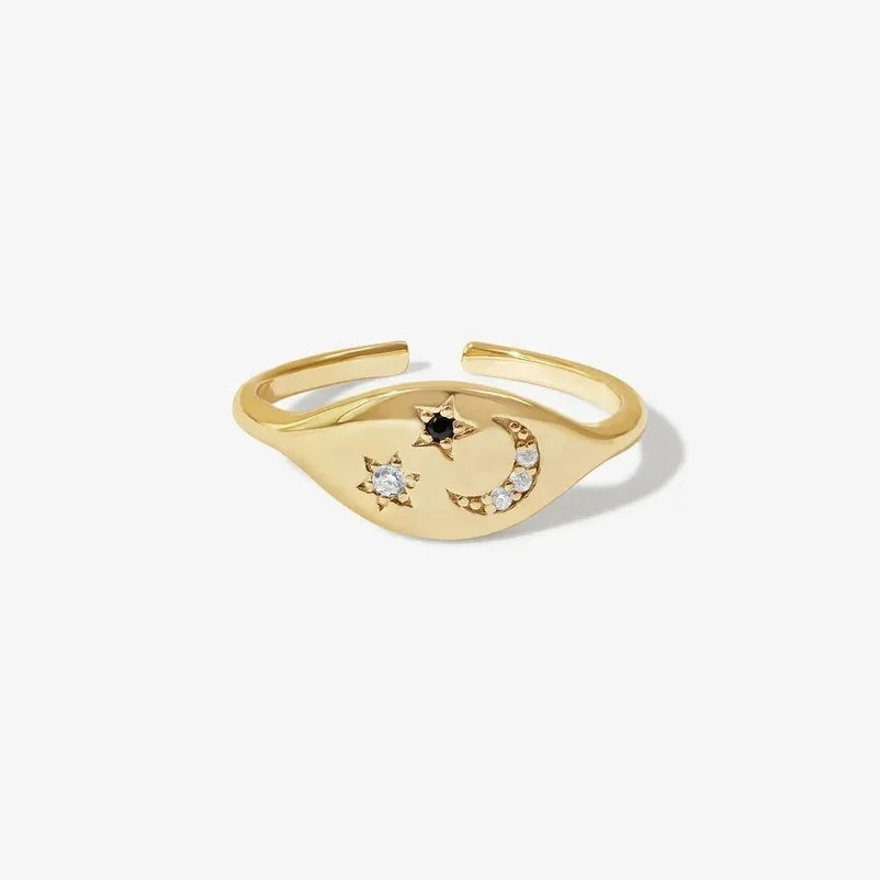 

Fashion Jewelry 18k Gold 925 Sterling Silver CZ Mat signet ring