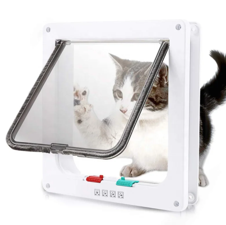 

Wholesale Custom Logo Large Cat Door 4 Way Locking Cat Flap Door for Interior Exterior Weatherproof Pet Doors, White