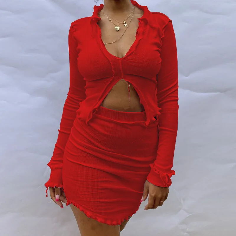 

2020 Summer New Casual T-Shirt Crop Top Package Mini Bodycon Two-Piece Set Crop Tops Hot Night Club Wear, Customized color