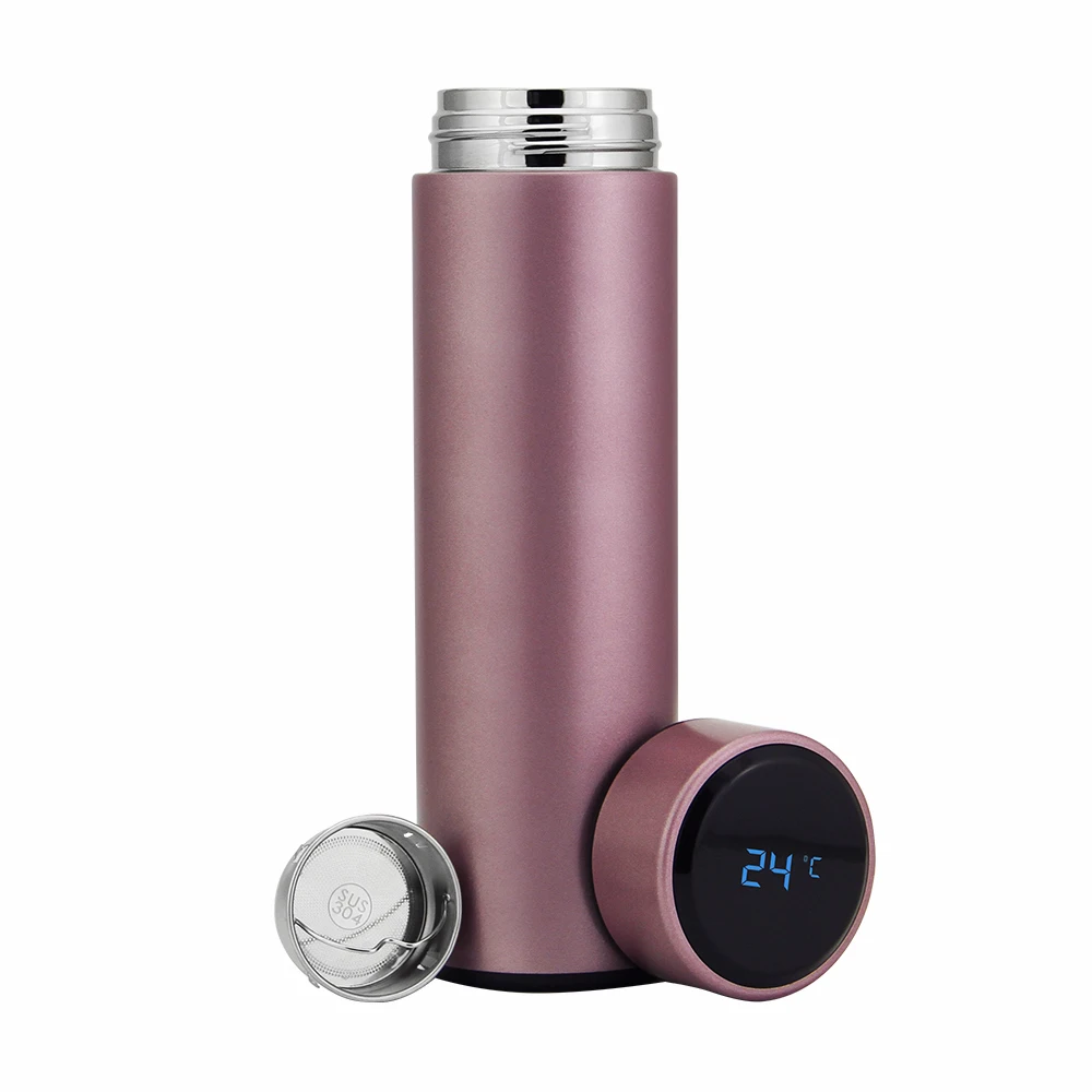 

Double Wall Vacuum Insulated 304 Stainless Steel Water Bottle With Smart Led Temperature Display Lid