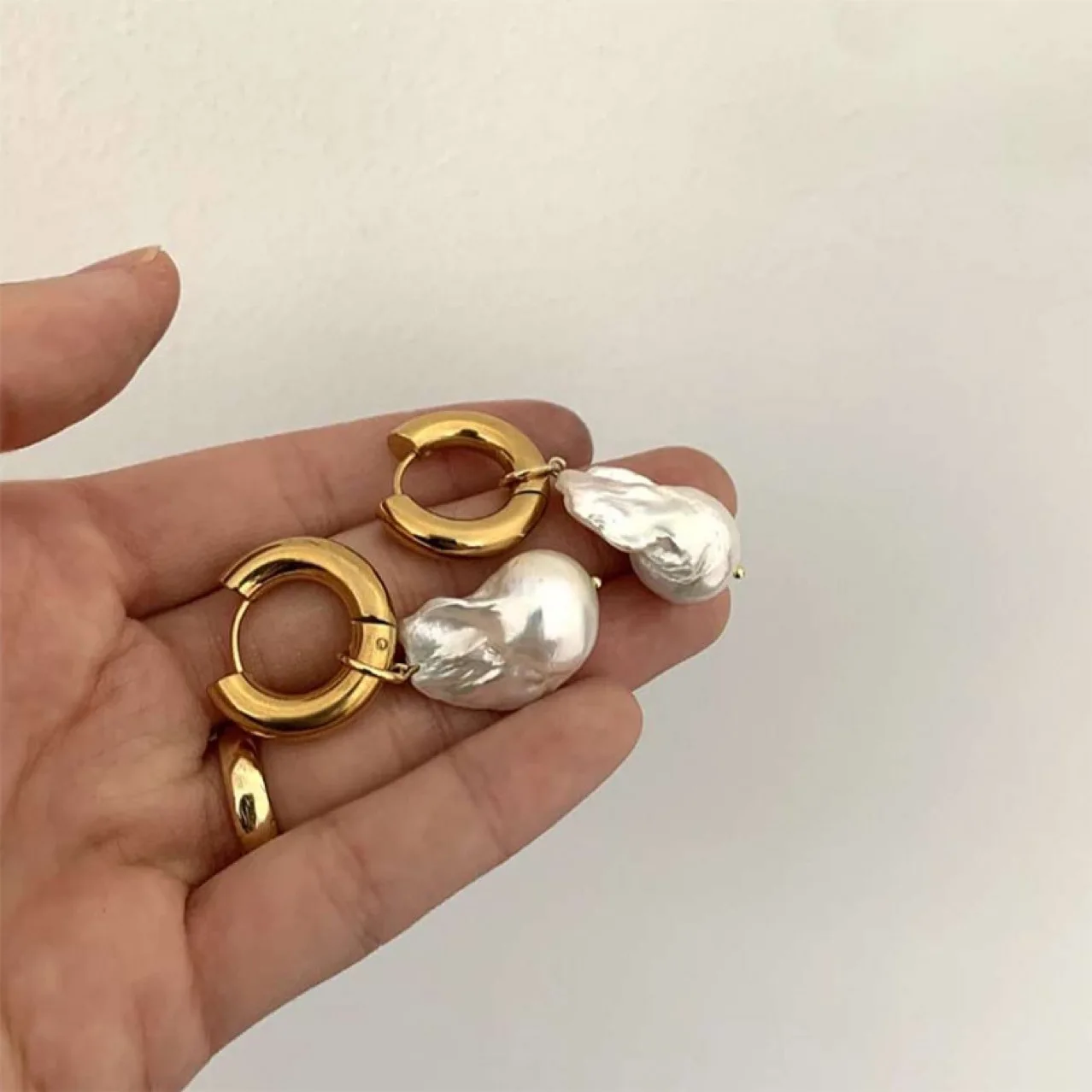 

High End Irregular Water Pearl Drop Earring Stainless Steel Earrings