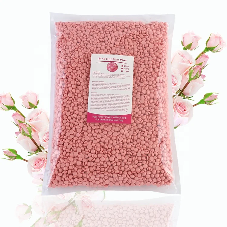 

Private label New Product 1kg/bag Beads Depilatory Pink Rose Paperless Painless Hair Removal Hard Wax