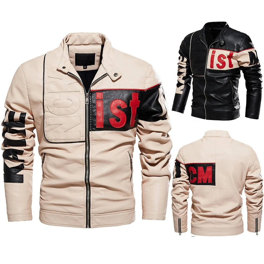 

Popular Men's Motorcycle Jacket 2021 Letter Pattern Plus Velvet Leather Jacket, Pictures