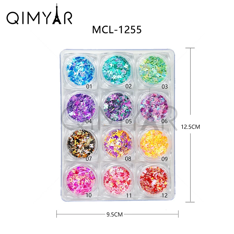 

wholesales 12 Colors Butterfly Shape Nail Art Glitter Sequin For Nail Art decoration, As the picture