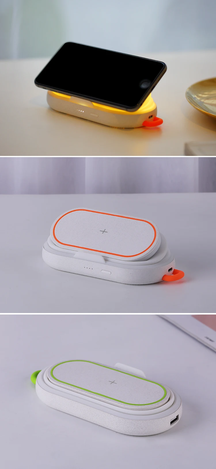 4 in 1RGB night light power bank  charger wireless  with phone holder