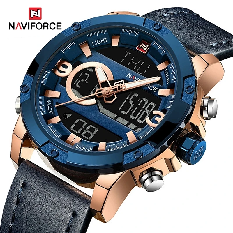 

Naviforce 9097 Men's Quartz Digital Movement watch Sport Army Military LED Wristwatch, As picture
