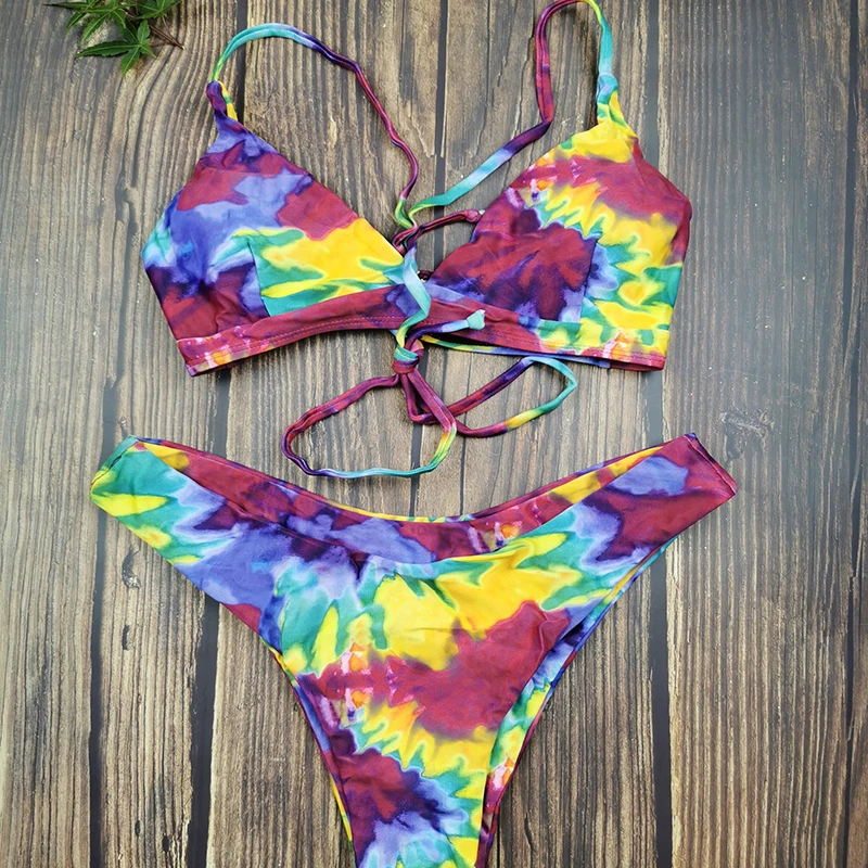 Tie Dye Sexy Bikini Swimsuit Polyester Spandex Printing Fabric Sexy ...