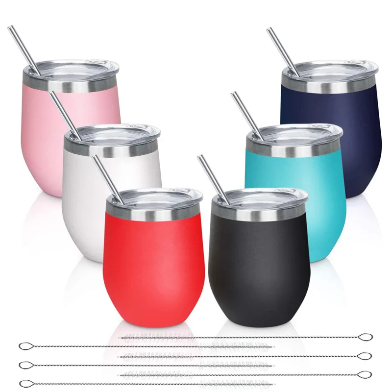 

Stainless Steel Stemless Wine Tumbler Funny Wine Glasses with Lid and Straw Double Wall Vacuum Insulated Wine Cup for Whiskey