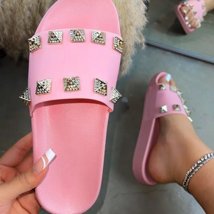 

PDEP Hot Design 2022 Jelly Cakes Sandals Women Open Toe Rivets Slippers Sandals Pink Plus Size Ladies Sandals