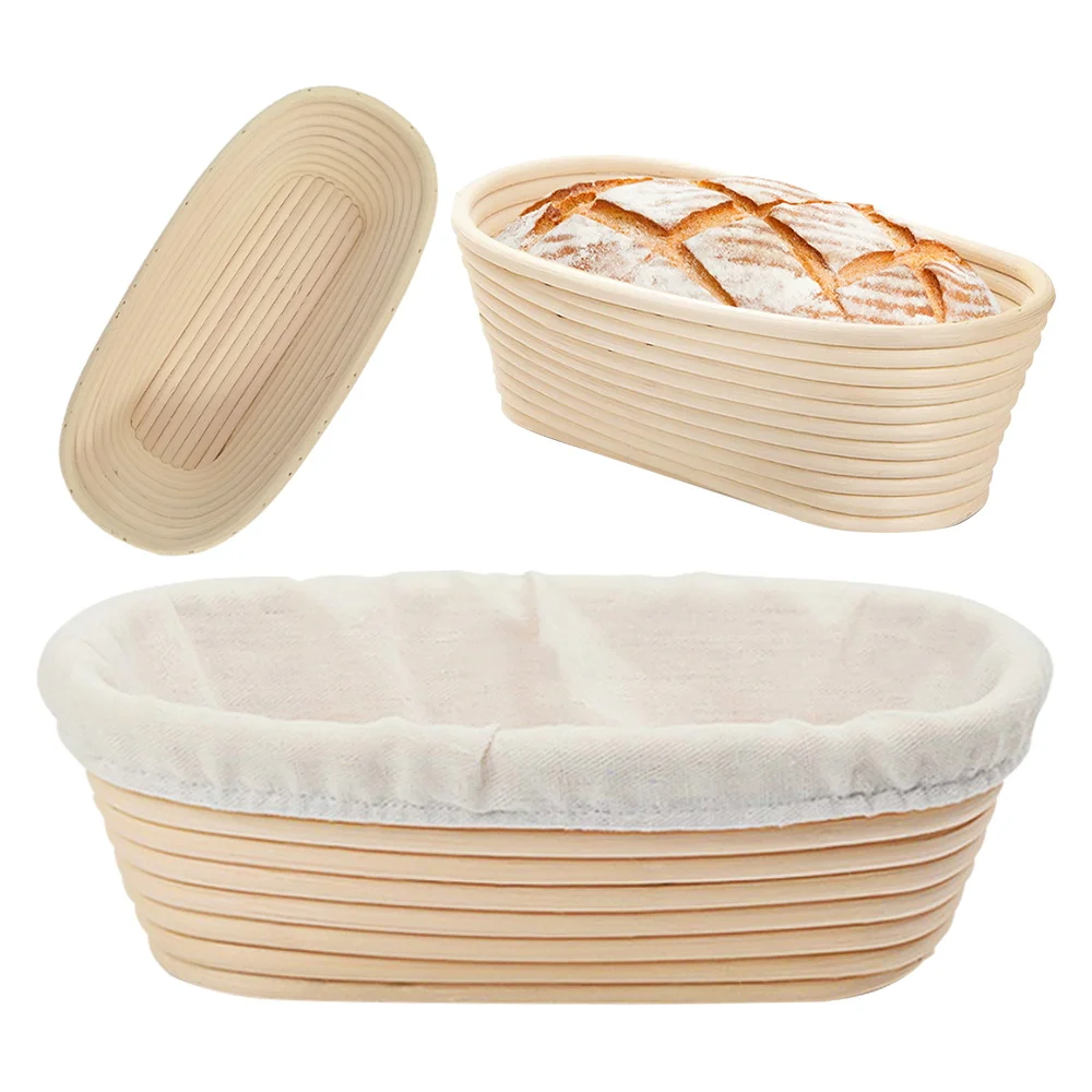 

Genuine bre proofing set round brotform baskets bread pulp proof dough wood with bread lame premium banneton baguette basket, Natural