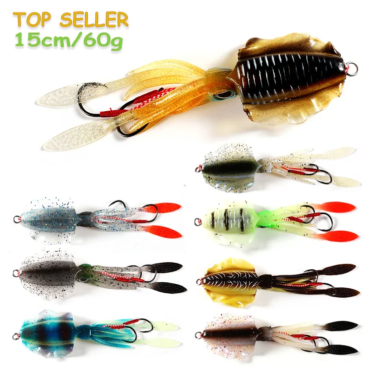 

TOPLURE 15cmm 60g Squid Soft Lure Octopus Fishing Lure Artificial Fishing Bait Long Tail Sea Water and Fresh Water