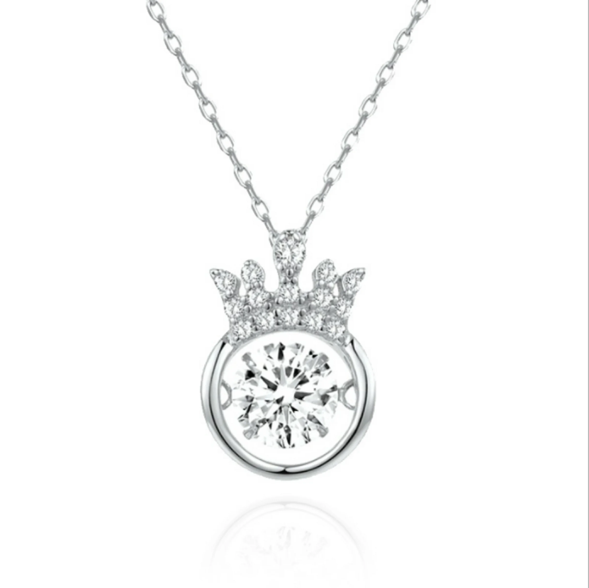 

Hot Sale!Factory 925 Sterling Silver Fashion Necklace Crown Smart Clavicle Chain Creative Design Lady Accessories