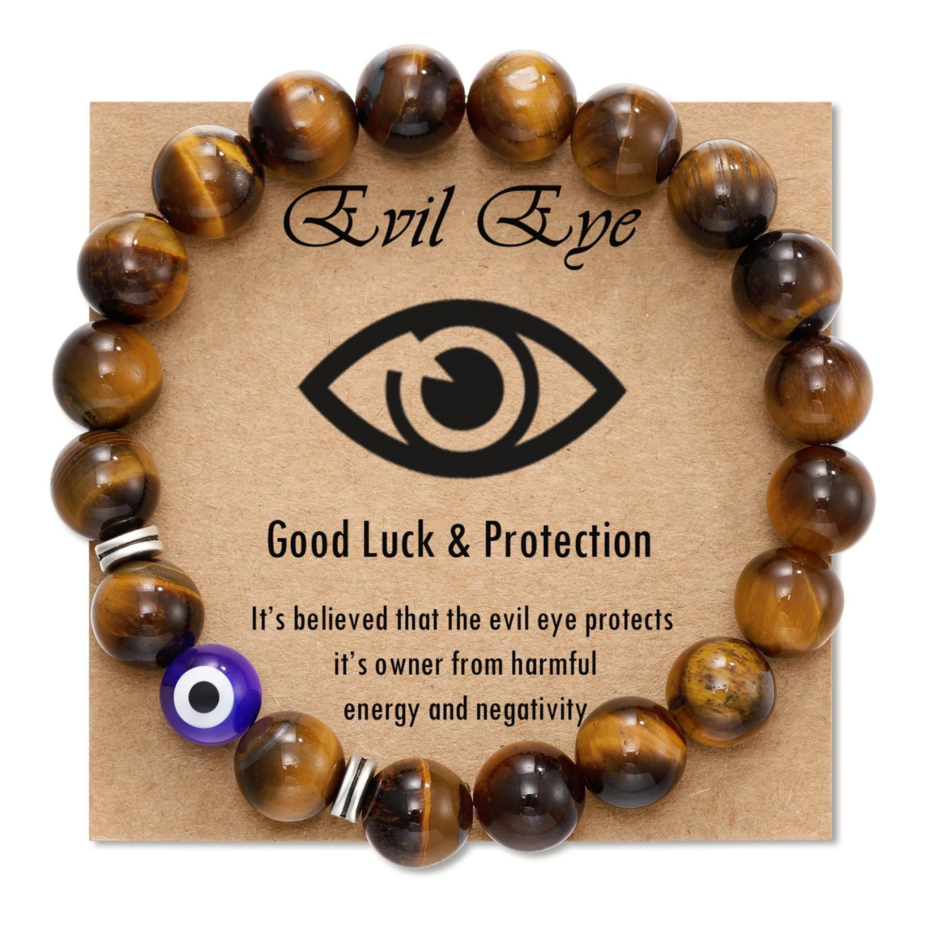 

Stretchy Elastic Band Lucky Turkey Evil Eyes 8mm Beads Bracelets Turkish Jewelry Tiger Eye Frosted Natural Stone Beaded Bracelet