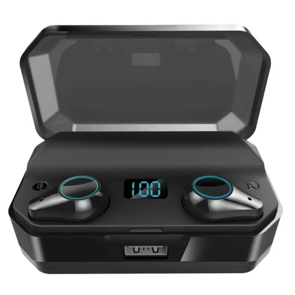 

T9 Earphone tws 5.0 9D Stereo Wireless Earphones IPX7 Waterproof Earphones 7000mAh Digital Display, Black