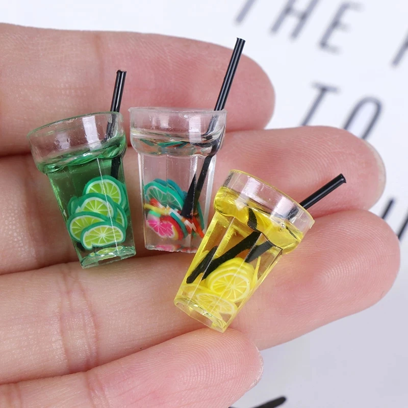 5Pcs 1/12 Miniature food mini fruit drink model for dollhouse kitchen toysFBBB 