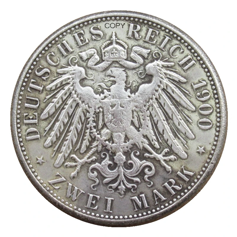 

Reproduction German 2 Mark 1891 - 1913 Optional Otto I Kingdom of Bavaria Silver Plated Commemorative Decorative Coin