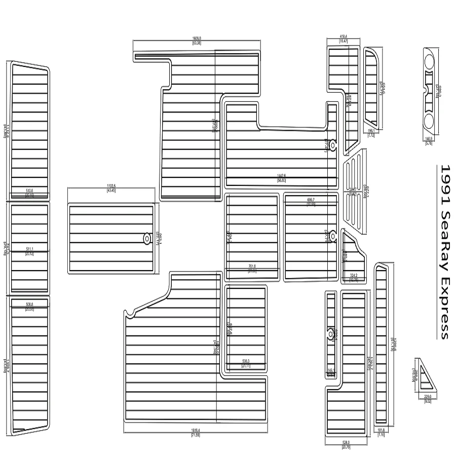 

1991 SeaRay Express Swim Step & Cockpit Pad Boat EVA Teak Decking 1/4" 6mm