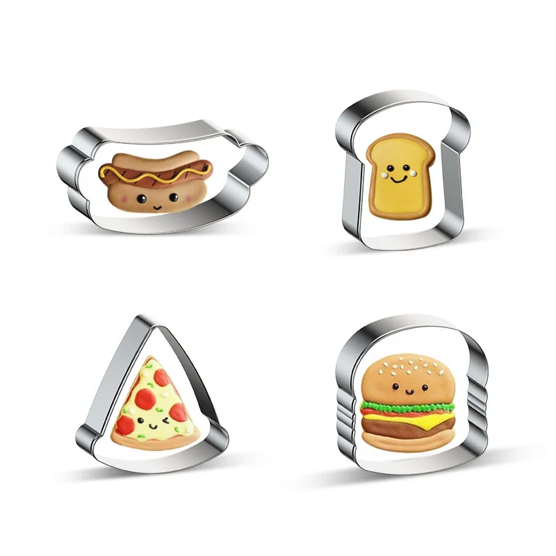 

Amazon Hot Burger shaped stainless steel cookie mold DIY baking tool Hot dog Pizza toast cookie cake mold