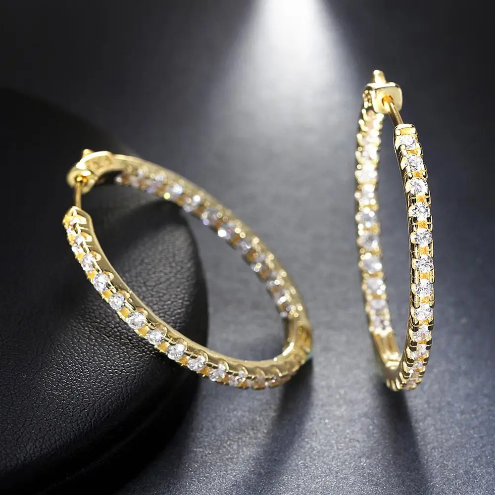 

RINNTIN OE137 Cheap Wholesale Jewelry Supplies Brass 14k Gold Hoop Earrings large for Women