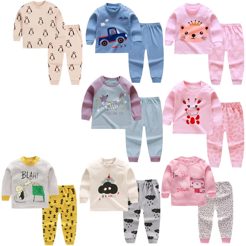 

Wholesale factory price children clothes set 100% cotton long sleeve 2pcs baby clothes set, Picture shows