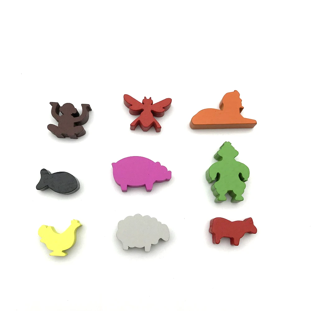 High Quality Custom Colorful Board Game Accessories Wooden Animal