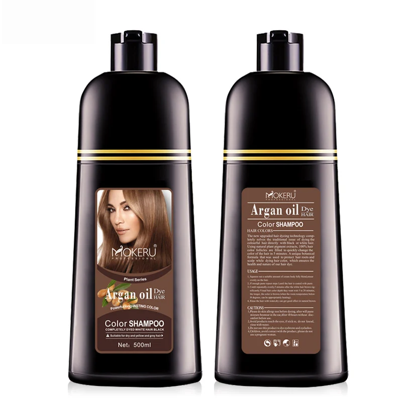 

Wholesale Dropshipping Mokeru Natural Argan Oil Fast Black Hair Dye shampoo wholesale brown color shampoo For Women and men, Natural black,dark brown,light brown,wine red,grape red