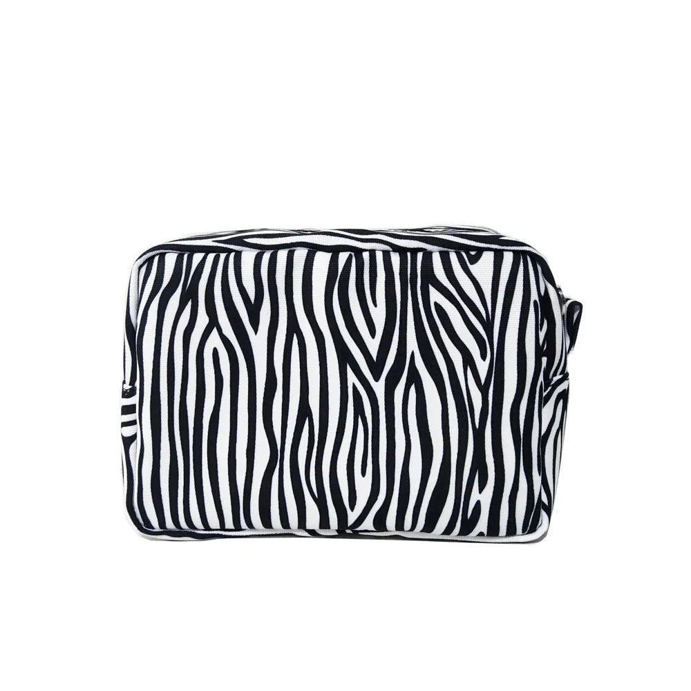 

Zebra Cosmetic Bag Rectangle Makeup Case Customize Canvas Toilet Travel Bag Women Makeup Bag With Animal Printed DOM9005