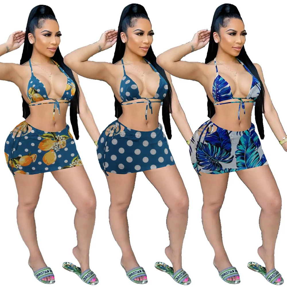 

JH 259 wholesale dropshipping of sexy swimsuit women of fashion print bikini of a two-piece set for hanging neck