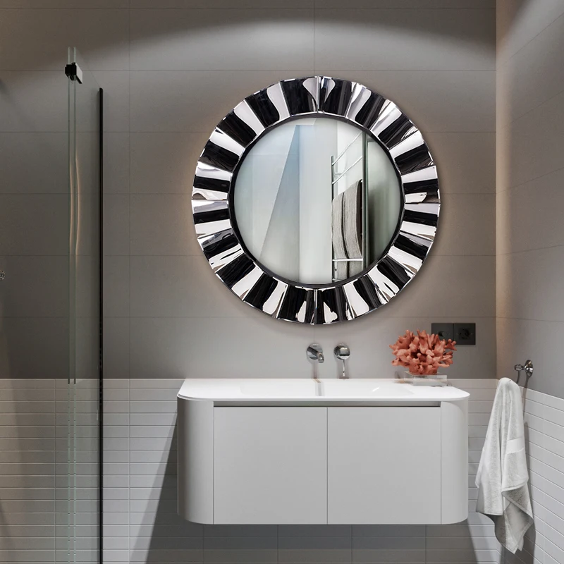 

Decorative Wall Mirror Metal Modern Big Size Glass Living Room Round Decor Wall Mirror, Customized