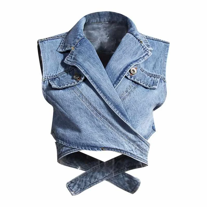 

Women New Office Lady Elegant Shirt and Jean Denim Vest Fashion