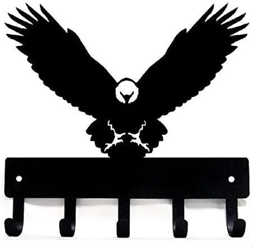 

Yinfa Quality Factory Dropship Cast Iron Eagle Bird Key Rack Hanger Metal Wall Art Craft Gift - 6'' Wide 9 Inch Black