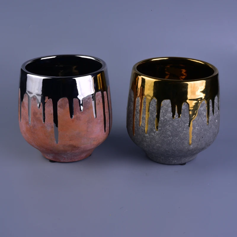 900ml Silver and Pink Stoneware Utensil Ceramic Candle Holders for Home Decoration