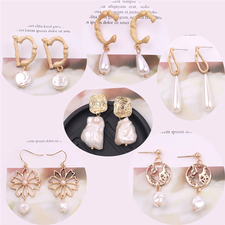 

New Instagram Simple Baroque Irregular Real Gold Plated Freshwater Pearl Earrings Trendy Jewellery Women Girl Daily Wear