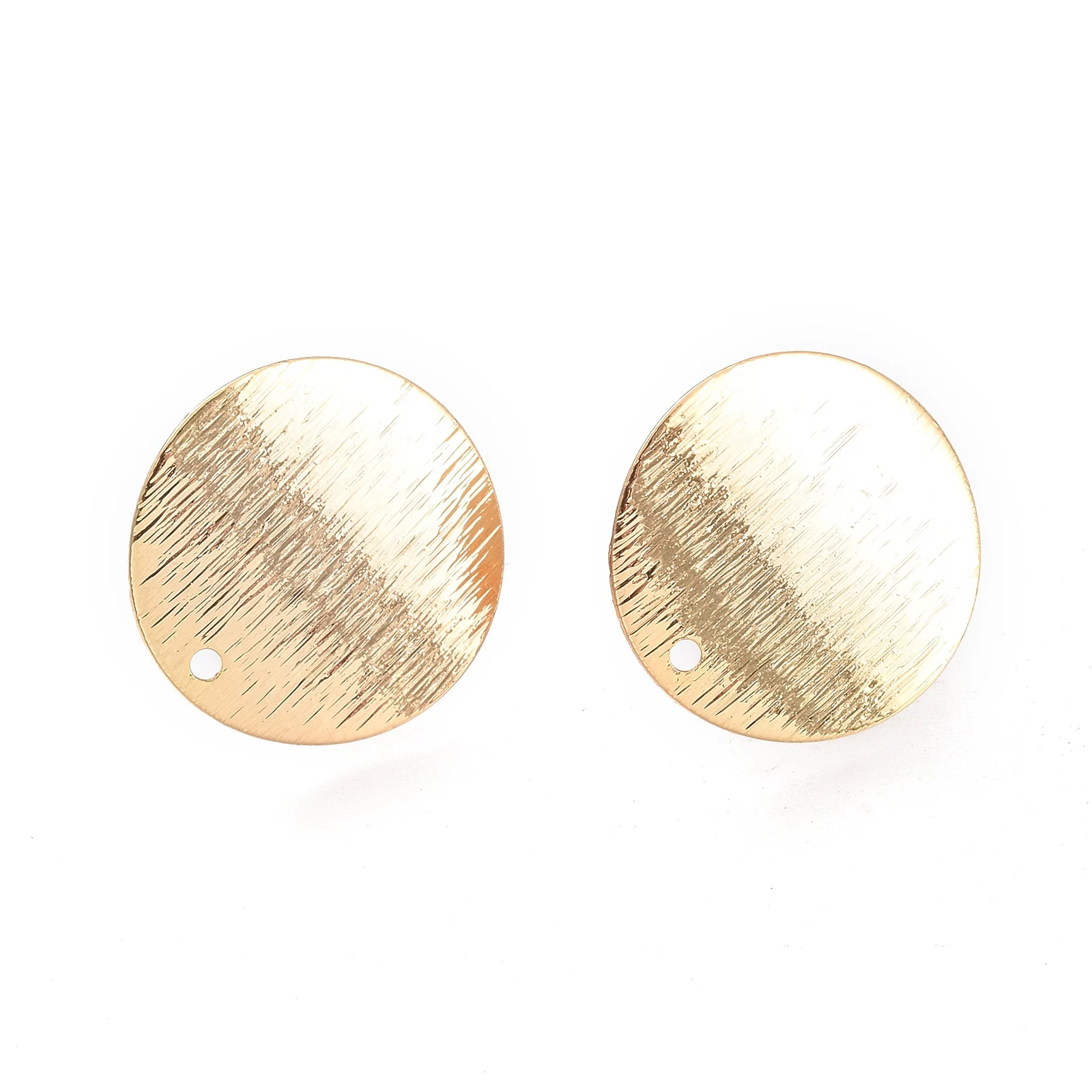 

PandaHall Earring Backs Flat Round Real 18K Gold Plated Stud Earring Findings