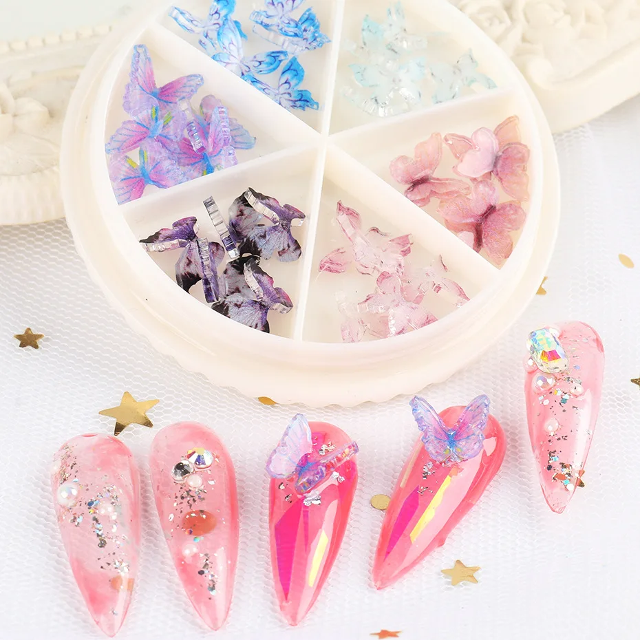 

3D Resin Plastic Colorful Nail Decoration Flying Nail Art Sticker, Picture