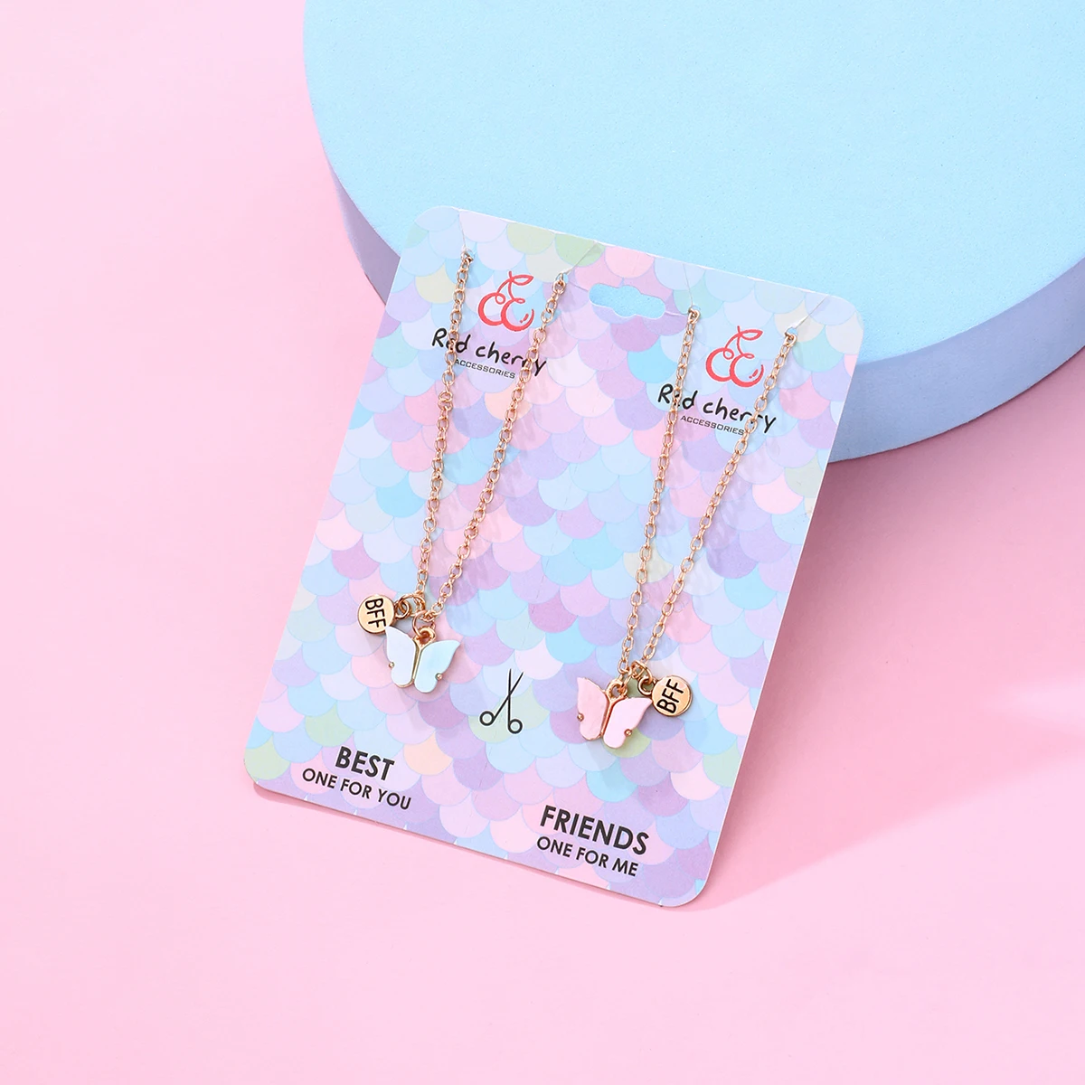 

Fashion Jewelry Butterfly Pendant Girls Acrylic Necklace Sweet Hot Selling Best Friend Necklaces Pendant For Kids